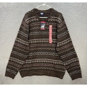 Lands End Sweater Adult XL Multicolor Fair Isle Knit Crewneck Grandpa Old Money